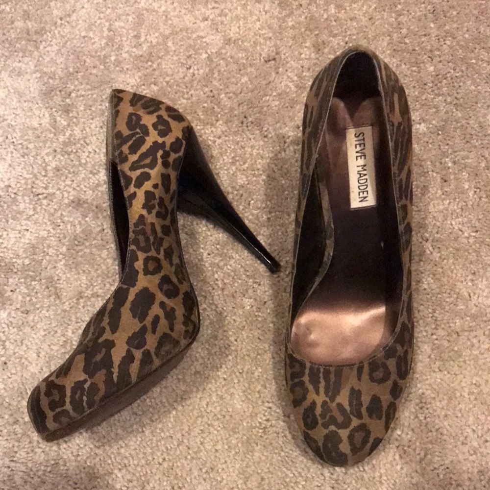 cheetah print steve madden heel - pumps